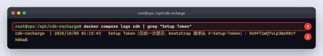 日志中的 Setup Token